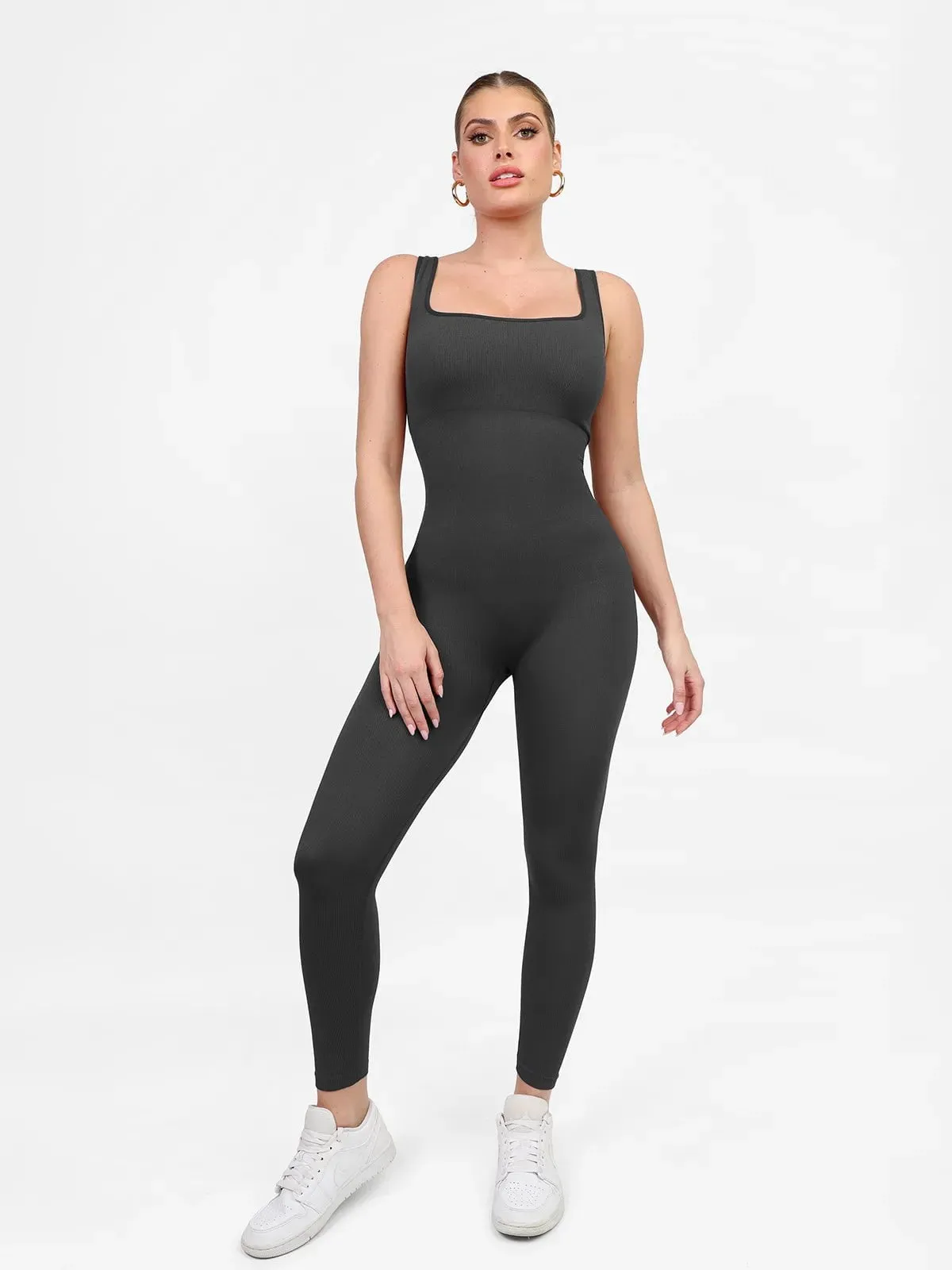 Shapewear Seamless Square Neck Tank Workout Jumpsuit