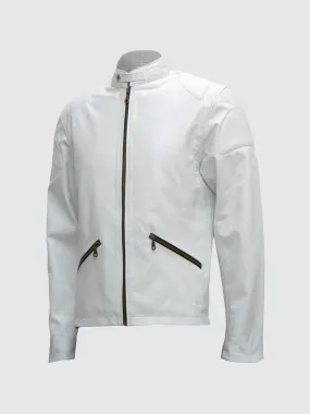 Slim White Leather Jacket