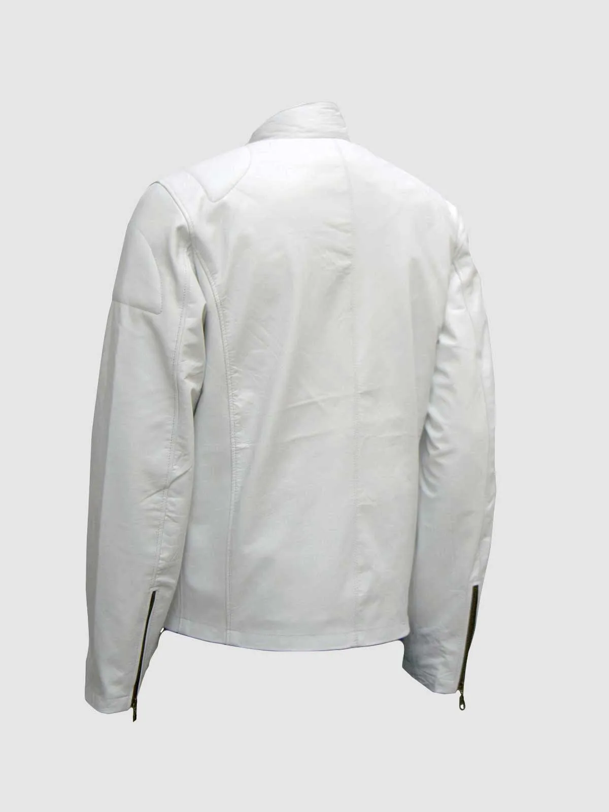 Slim White Leather Jacket