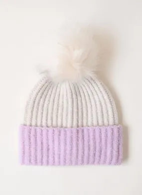 Snow Bunny Beanie in Fawn & Lilac