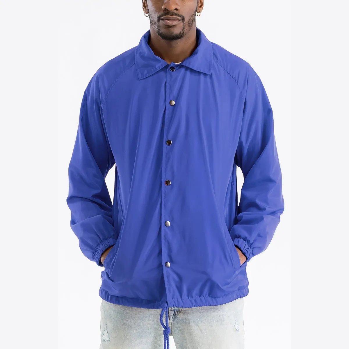 Solid Blue Coach Jacket