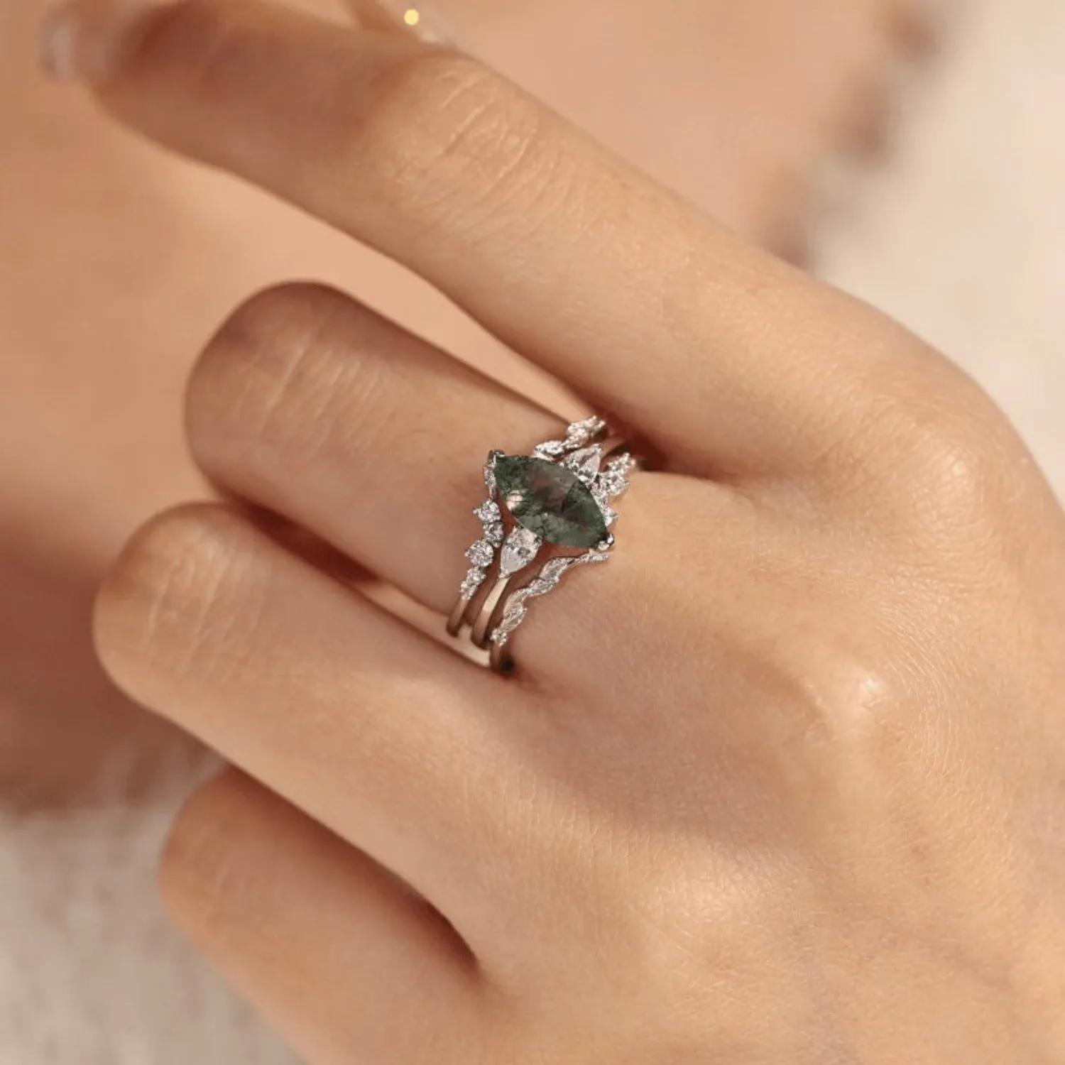 Sonoran Sunrise Moss Agate Ring Set