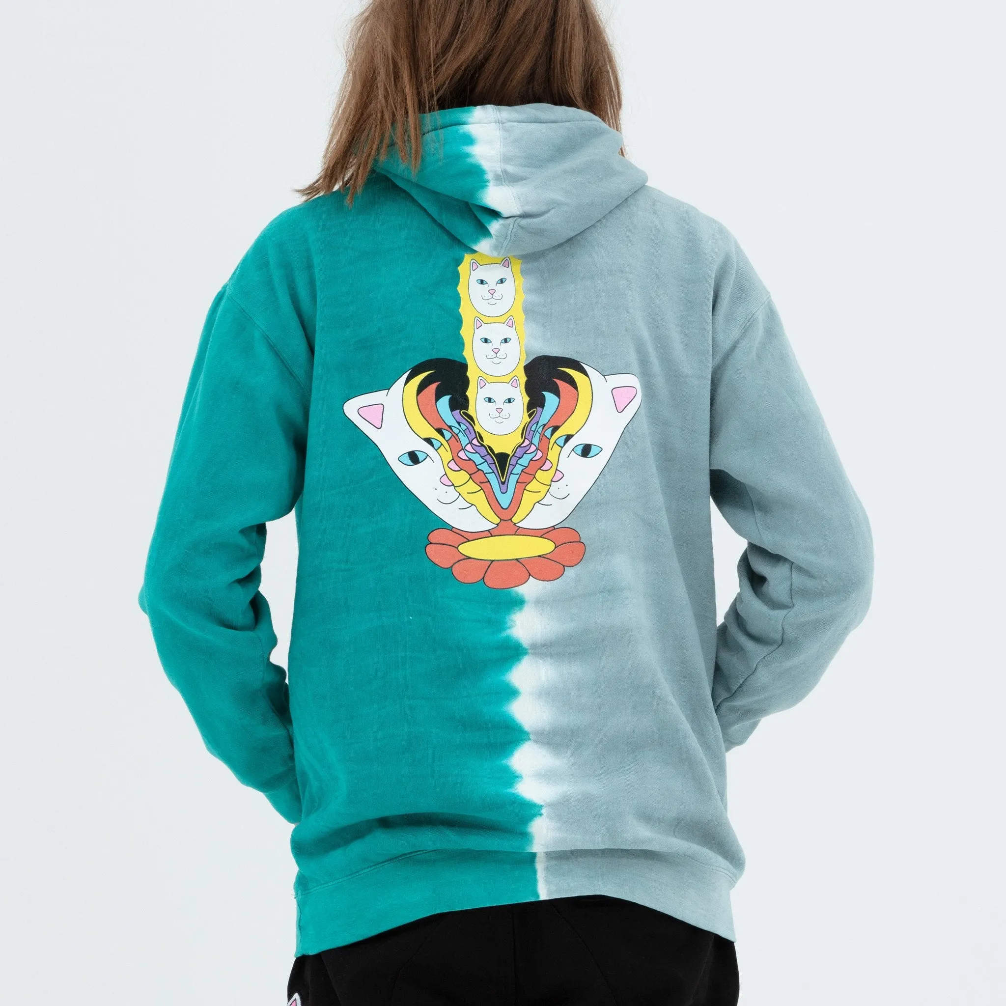 Splitting Heads Hoodie (Teal & Gray Split Wash)