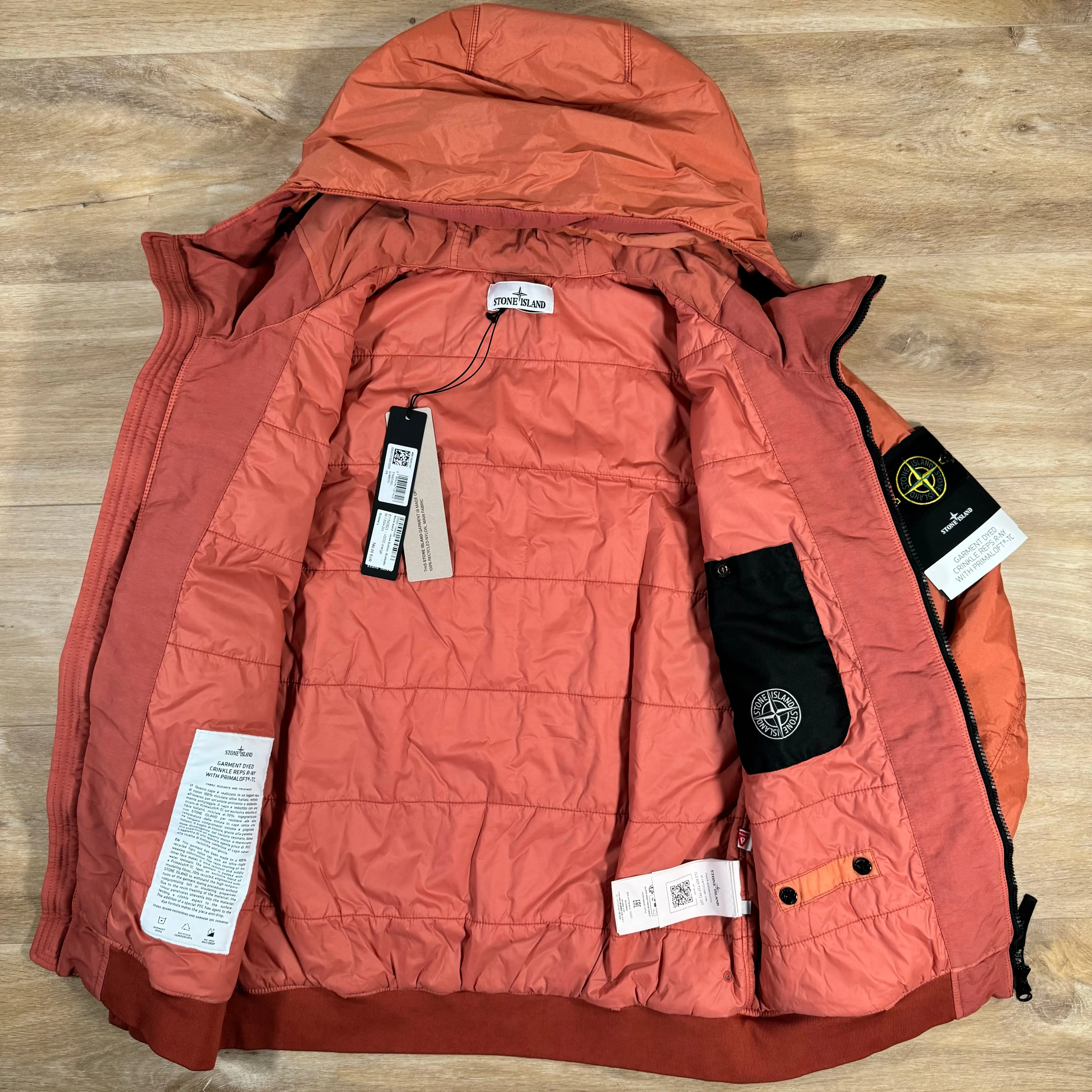 Stone Island Crinkle Reps R-NY Primaloft T-C Jacket in Orange