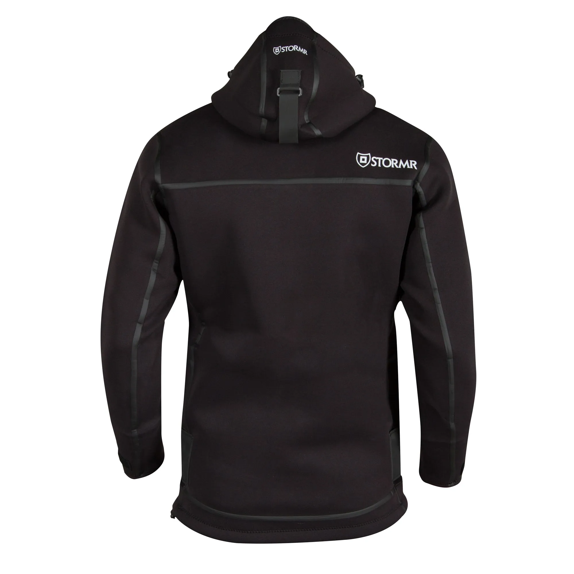 Stormr Mens Surf Top Black Neoprene Core Fleece Hooded Waterproof