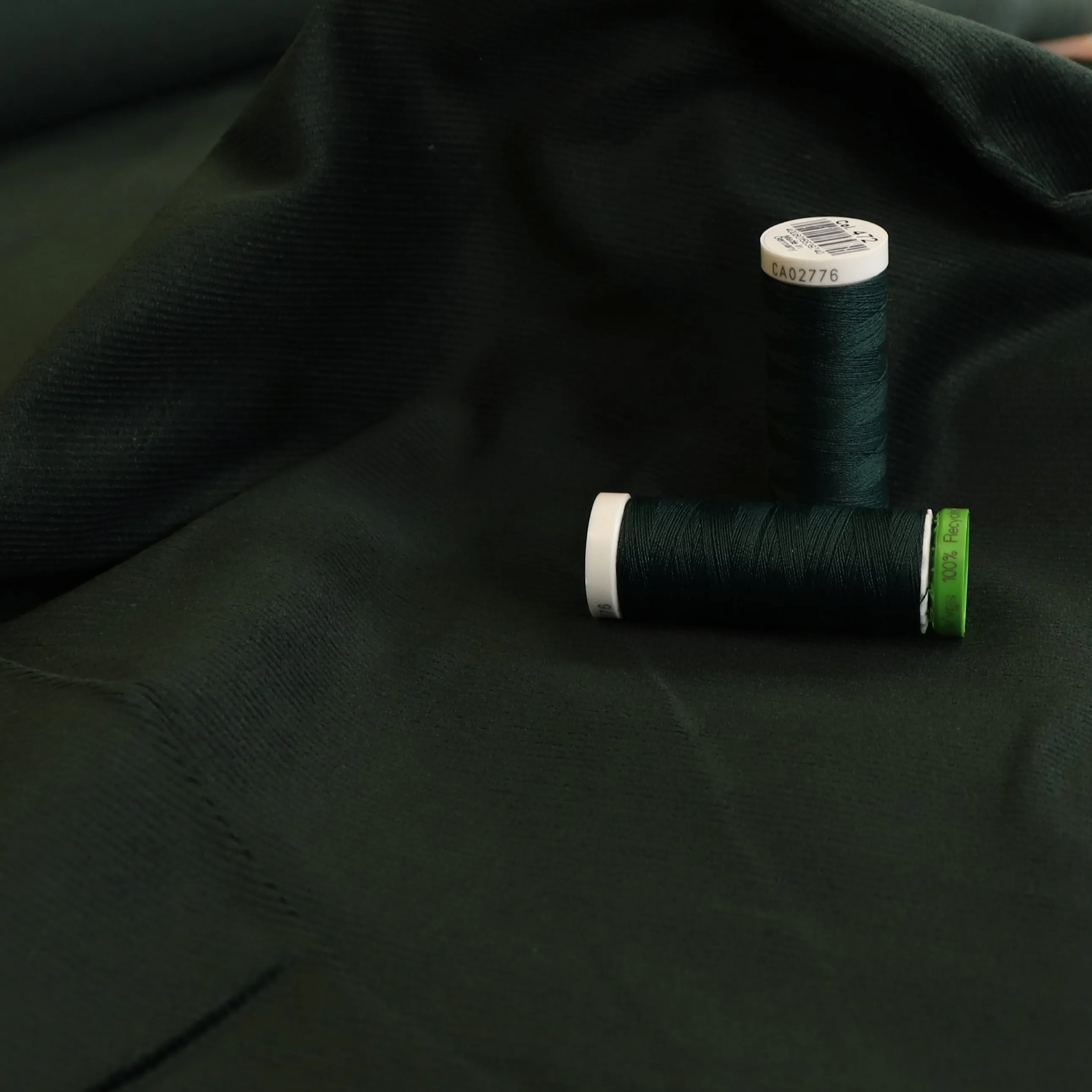 Stretch Cotton Needlecord - Forest Green