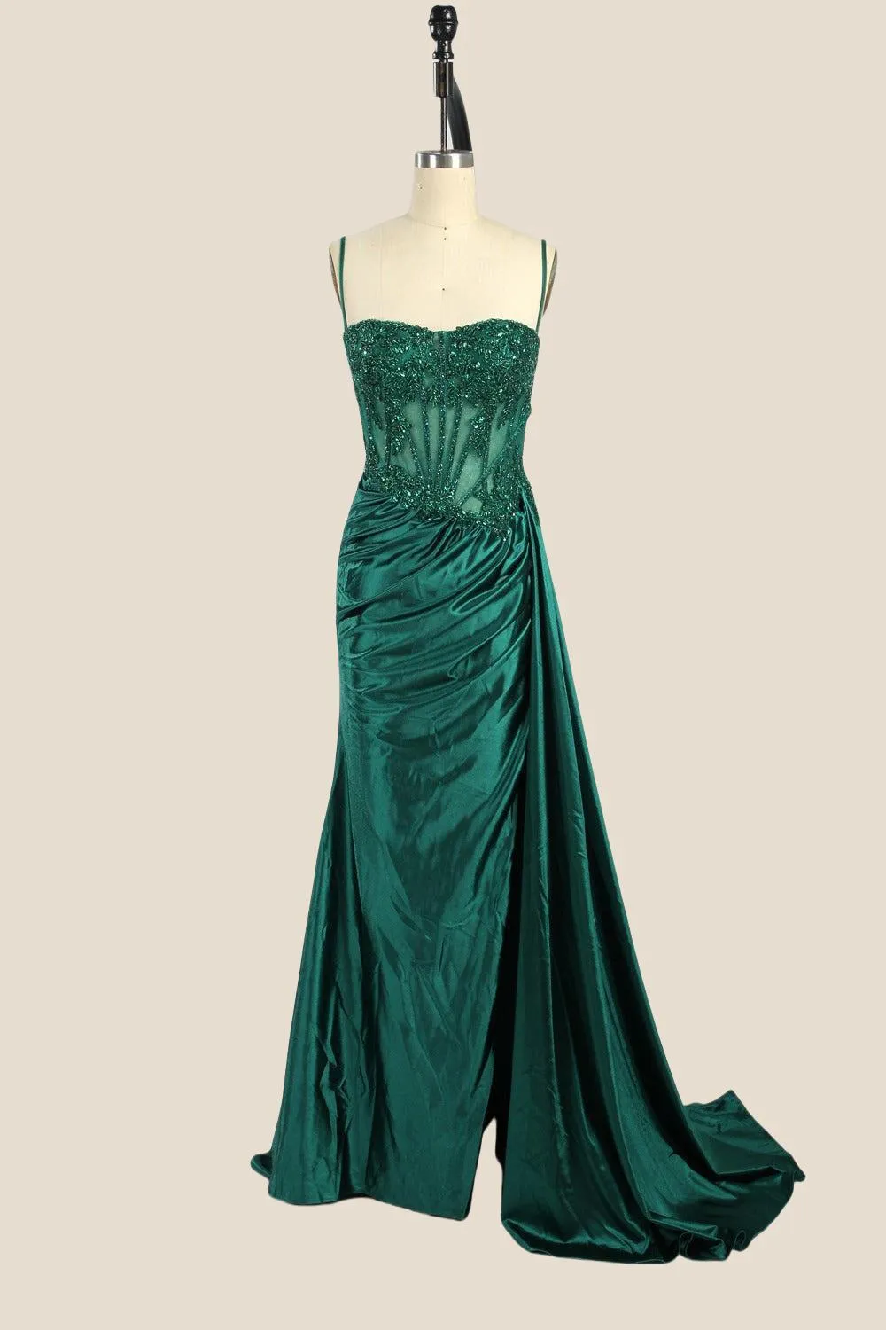 Sweetheart Sage Green Appliques Mermaid Long Dress