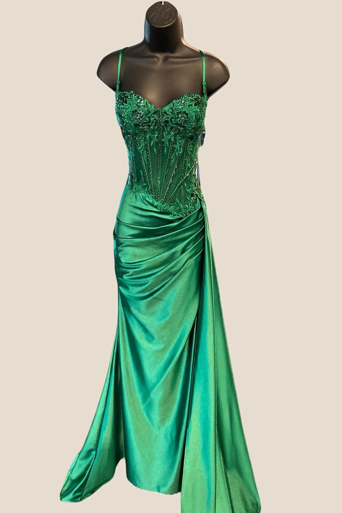 Sweetheart Sage Green Appliques Mermaid Long Dress