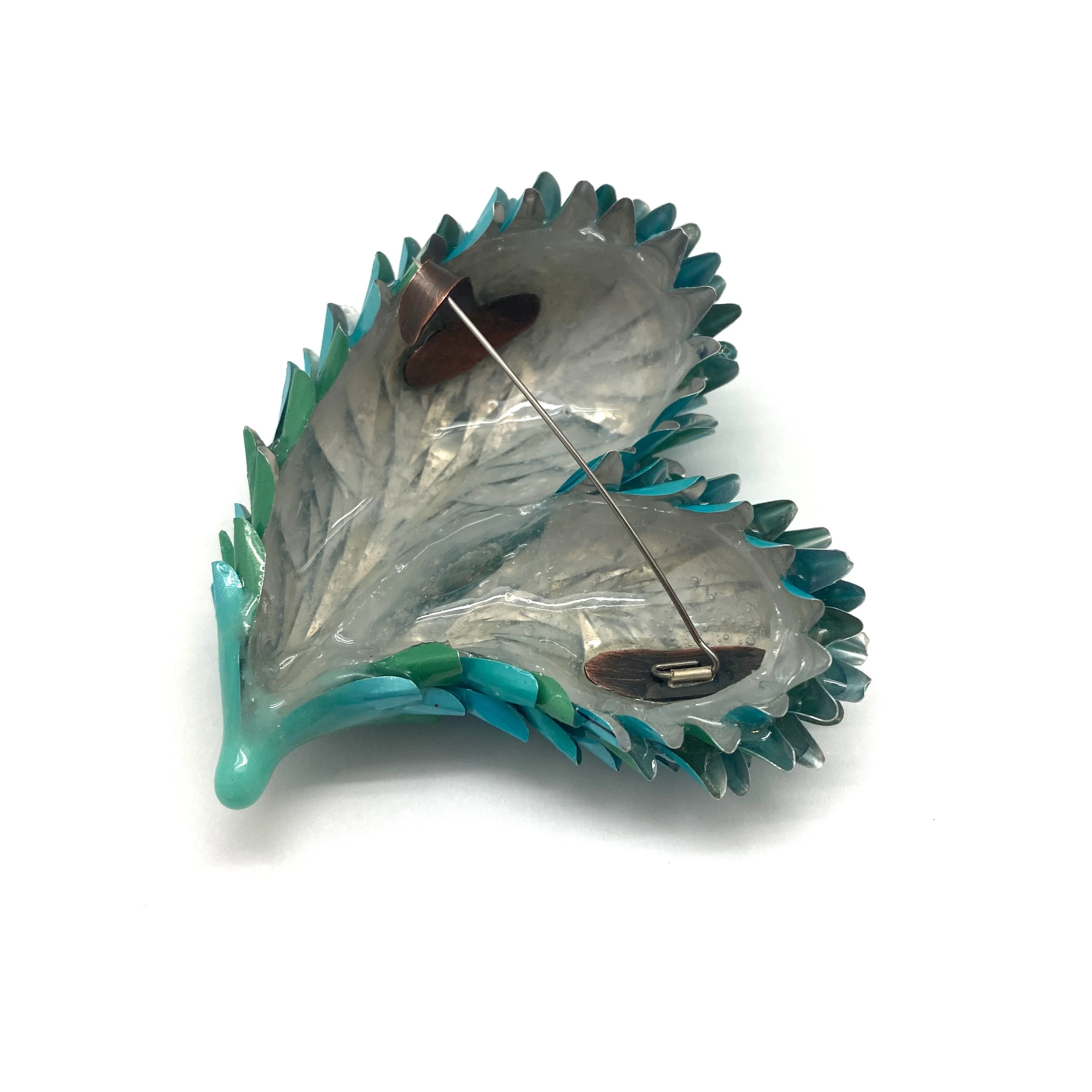 Teal Heart Brooch