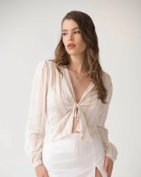 The Aida Top Beige Stripes