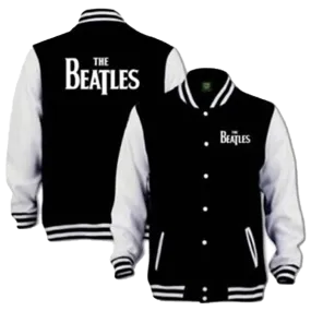 The Beatles Vintage Jacket Drop T Logo Varsity Wool Fleece Sleeve Bomber Jacket