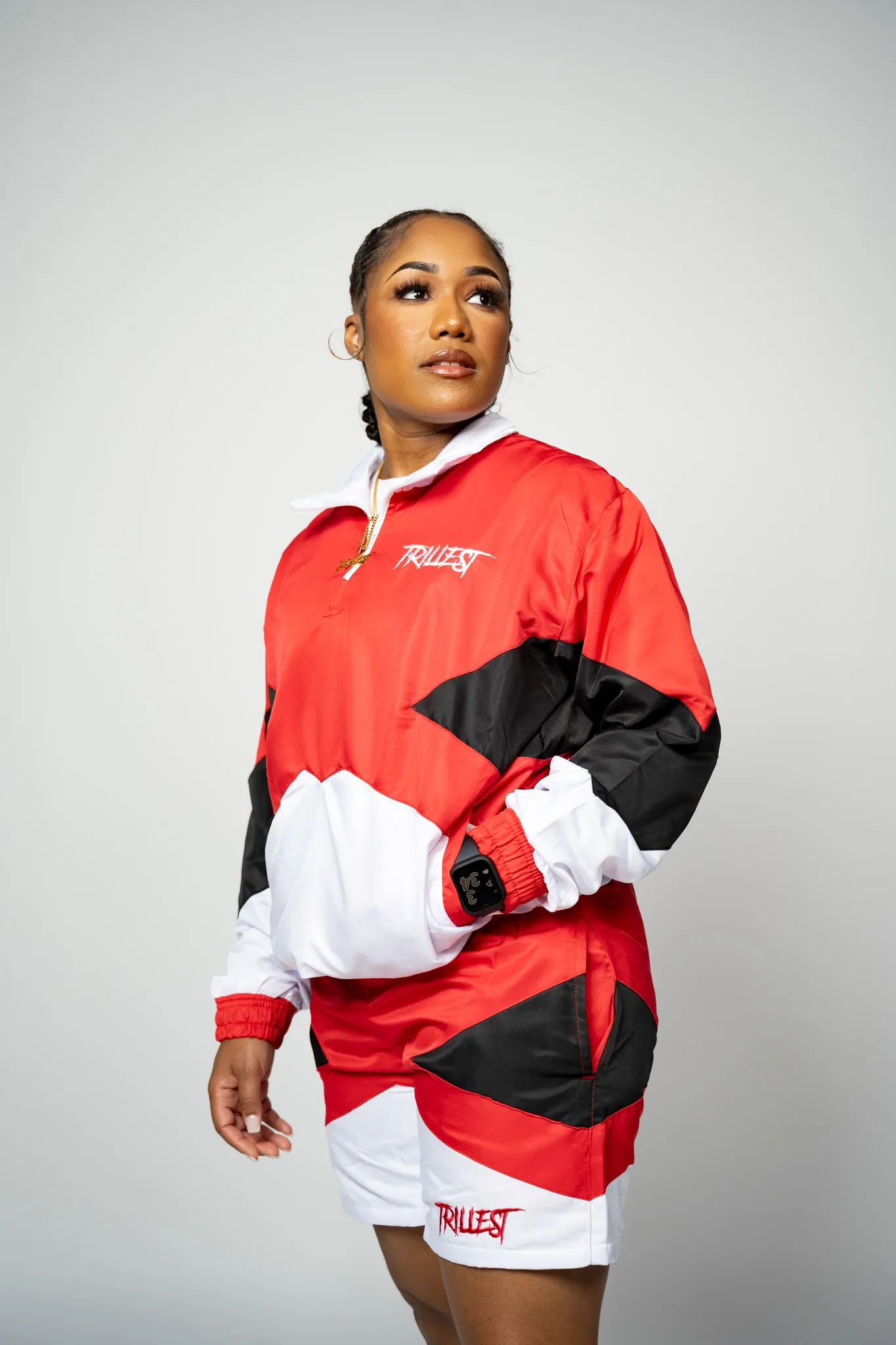 Trillest Panel Windbreaker Jacket - Red\Black\White