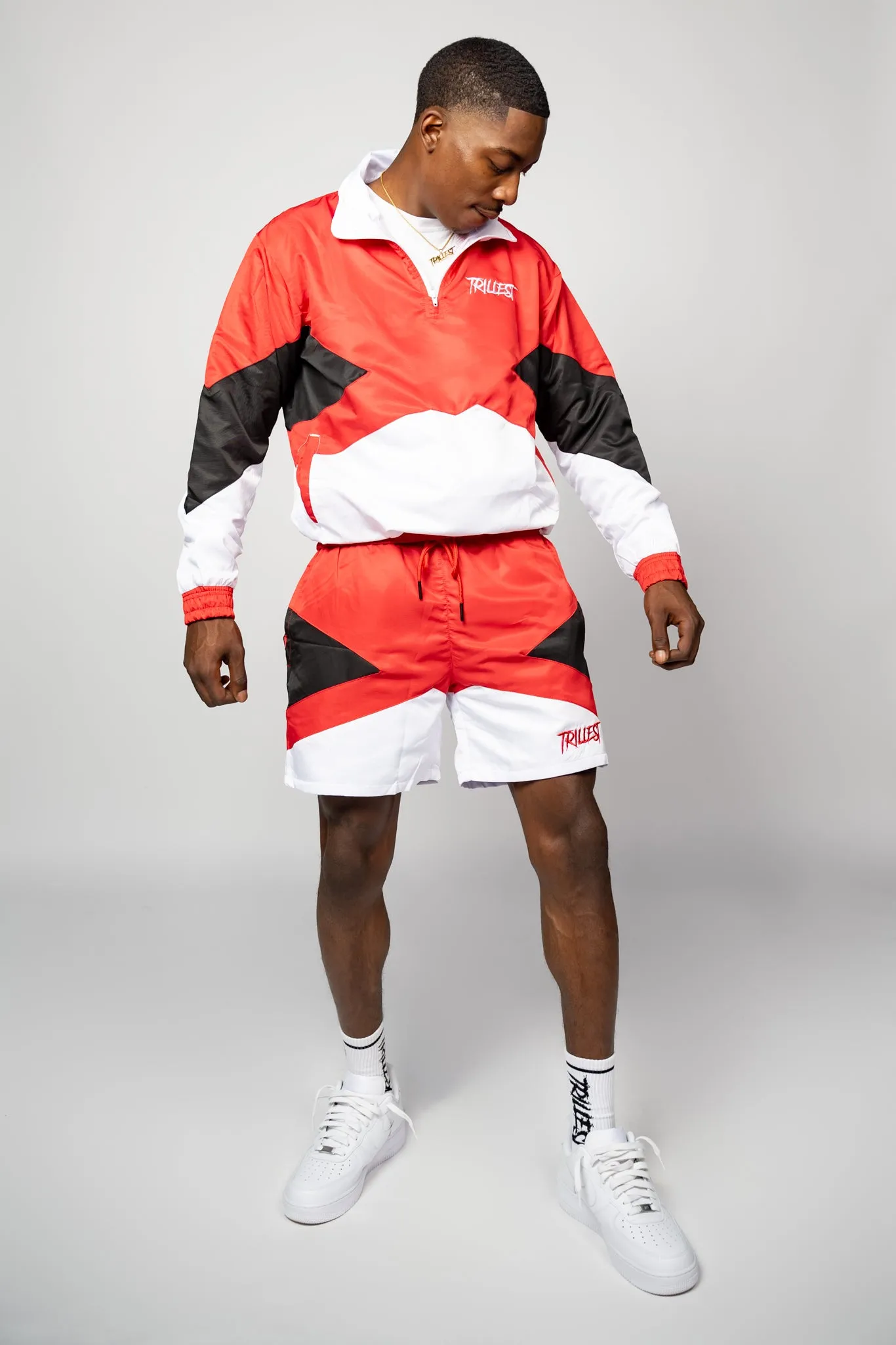 Trillest Panel Windbreaker Jacket - Red\Black\White