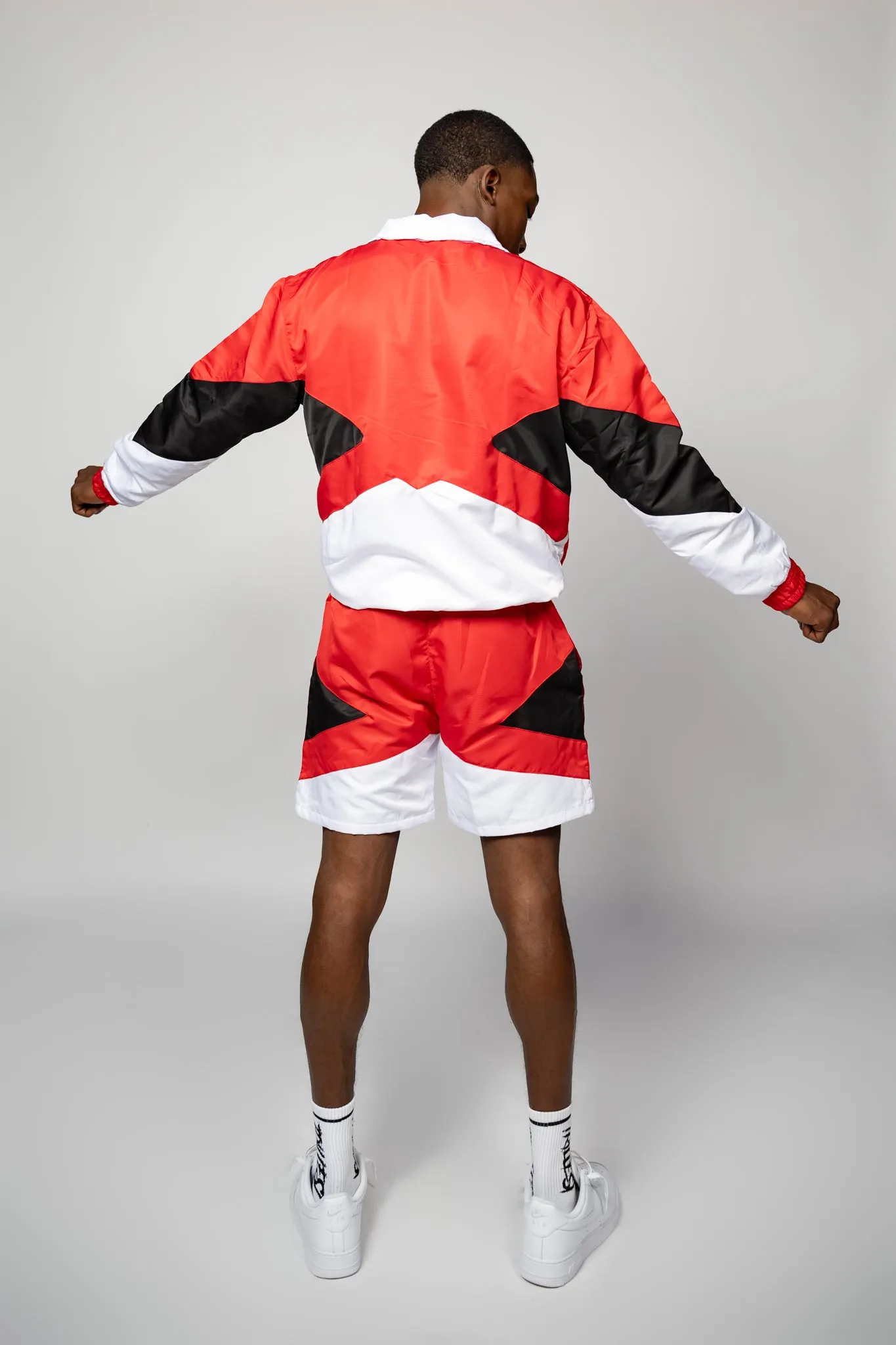 Trillest Panel Windbreaker Jacket - Red\Black\White