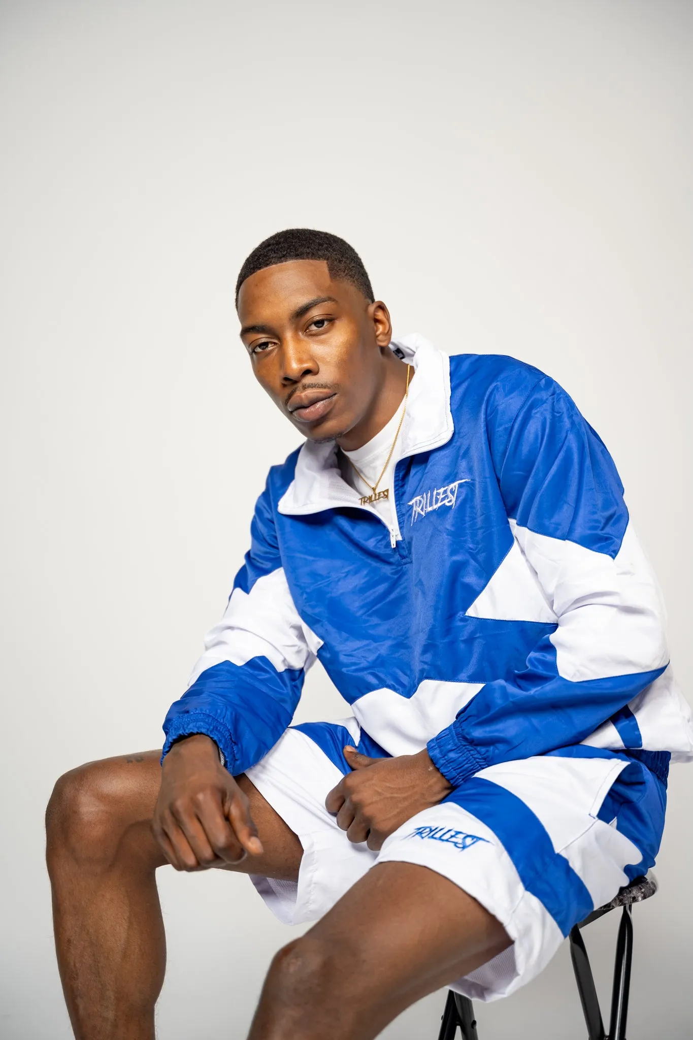 Trillest Panel Windbreaker Jacket - Royal\White