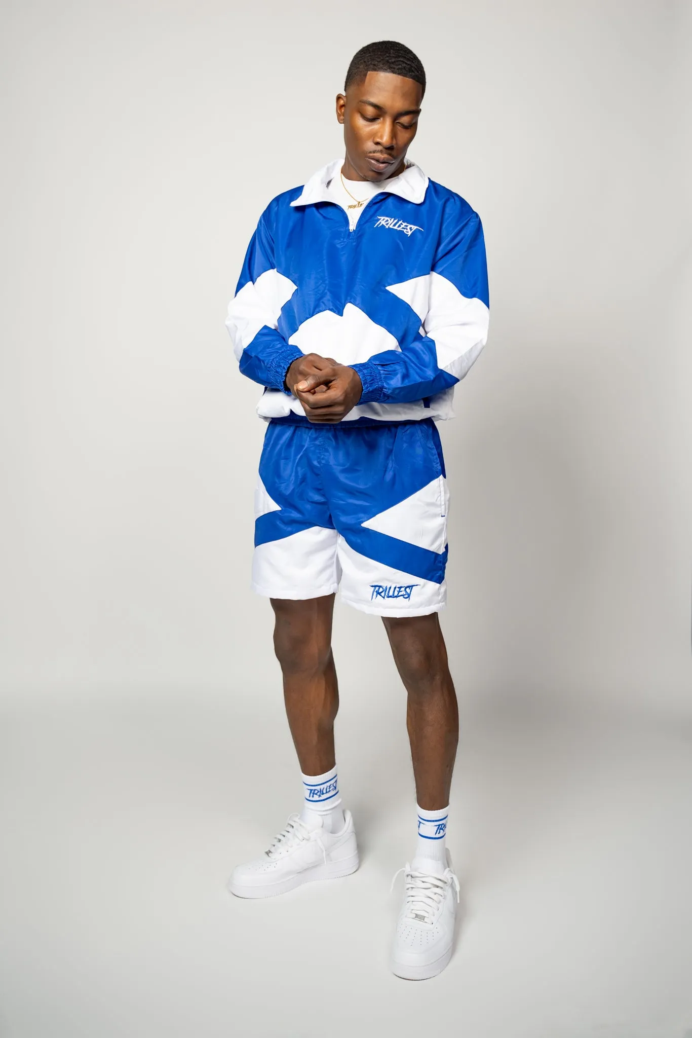 Trillest Panel Windbreaker Jacket - Royal\White