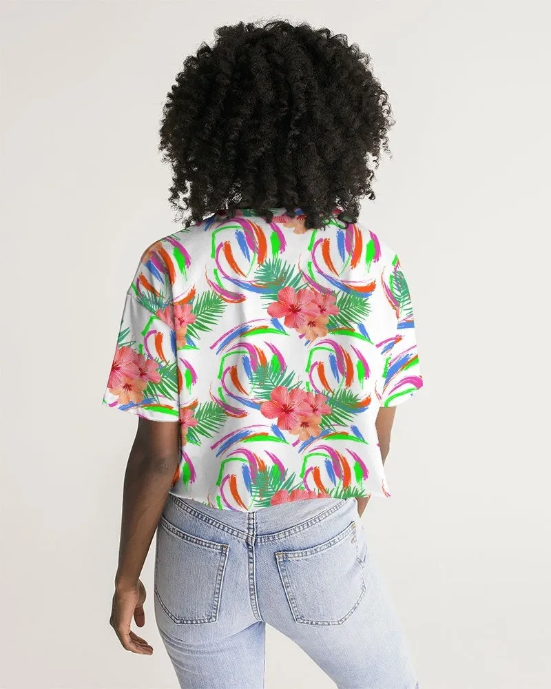 Tropical Hibiscus Cropped Top