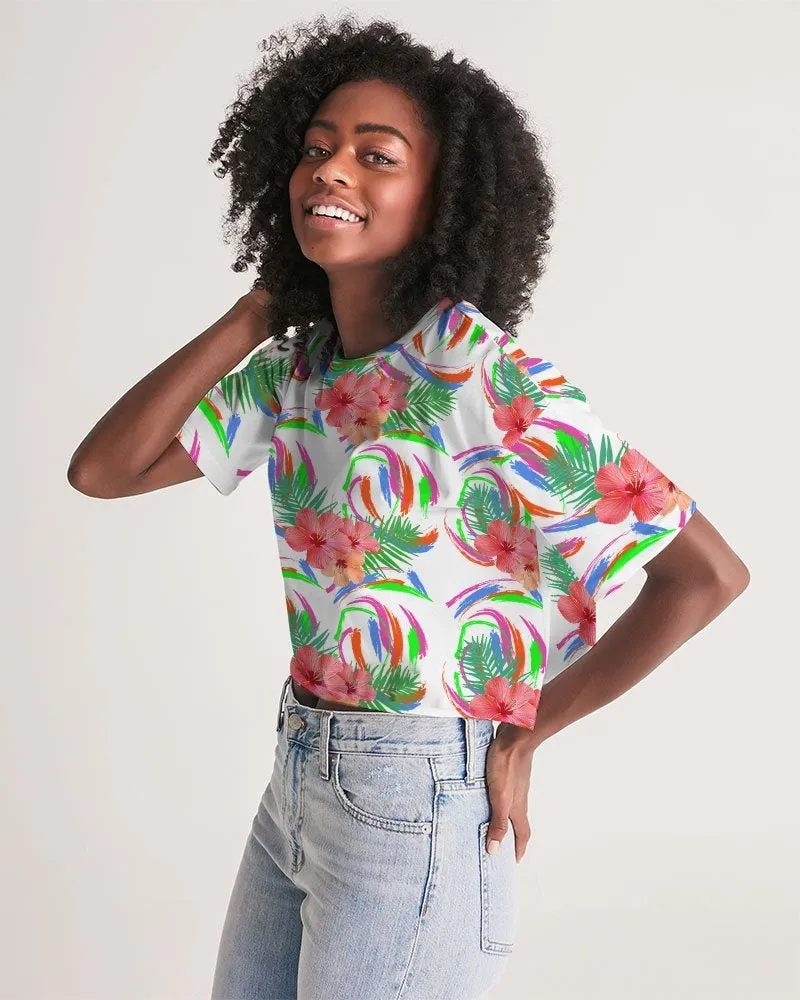 Tropical Hibiscus Cropped Top