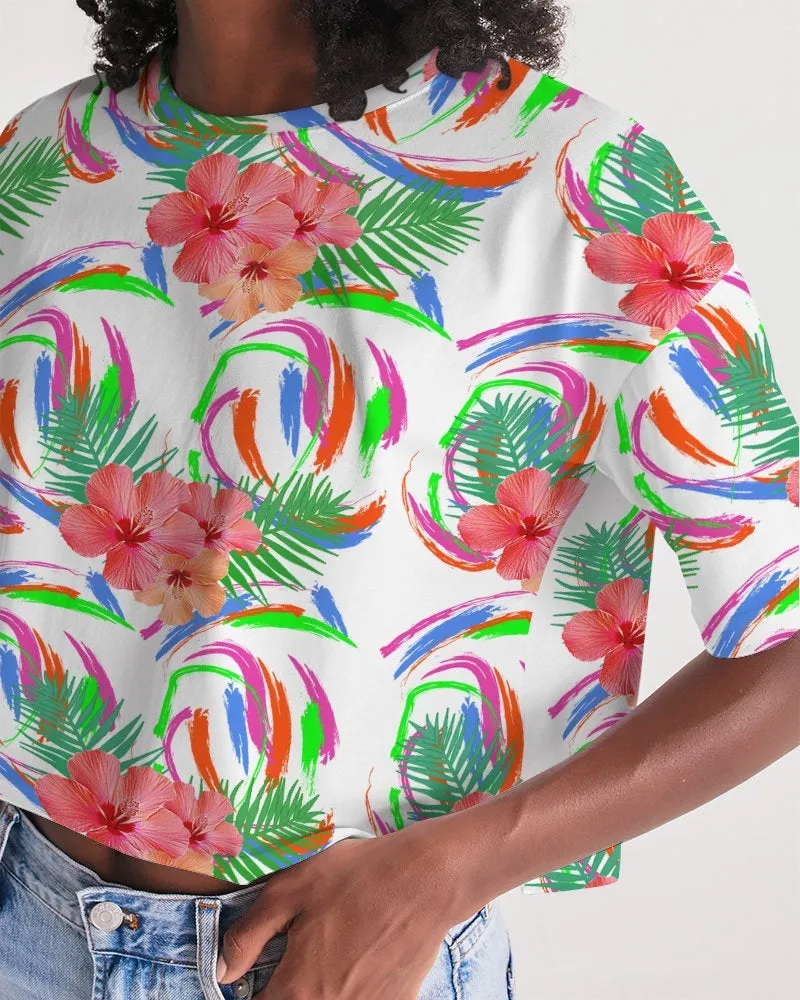 Tropical Hibiscus Cropped Top