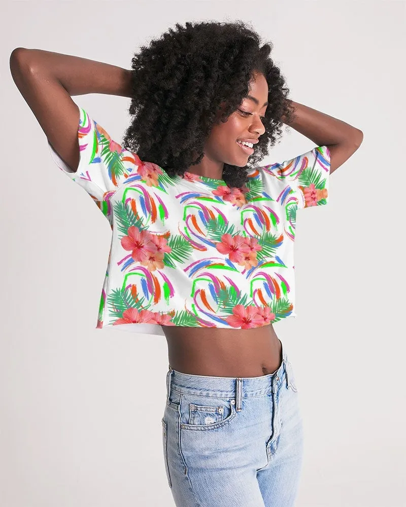 Tropical Hibiscus Cropped Top