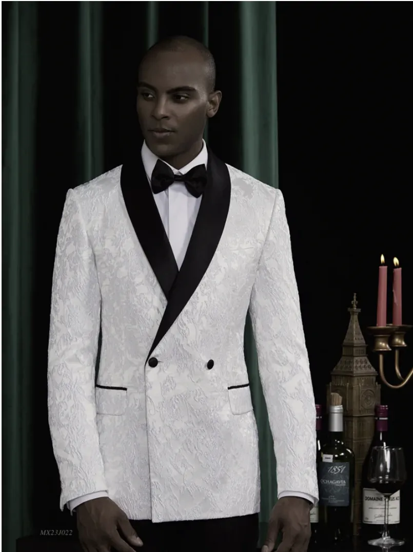 Tuxedo White/ Black Brocade Jacket / Style Number J39151/200