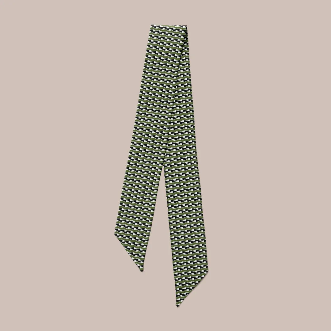 Twist Mini Scarf - Black / Khaki