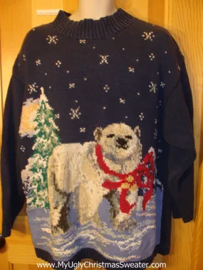 Ugly Christmas Sweater 80s Bear with Bow