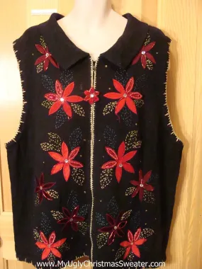 Ugly Christmas Sweater Vest Poinsettias  XXXL 4XL