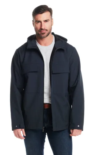 UNLINED HOODED SOFT SHELL SHIRT JACKET