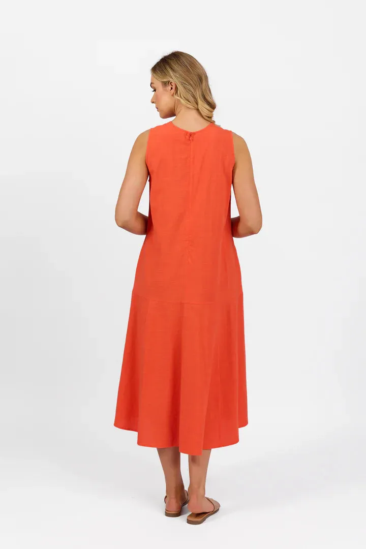 Vassalli Plain Long Sleeveless Dress - Punch