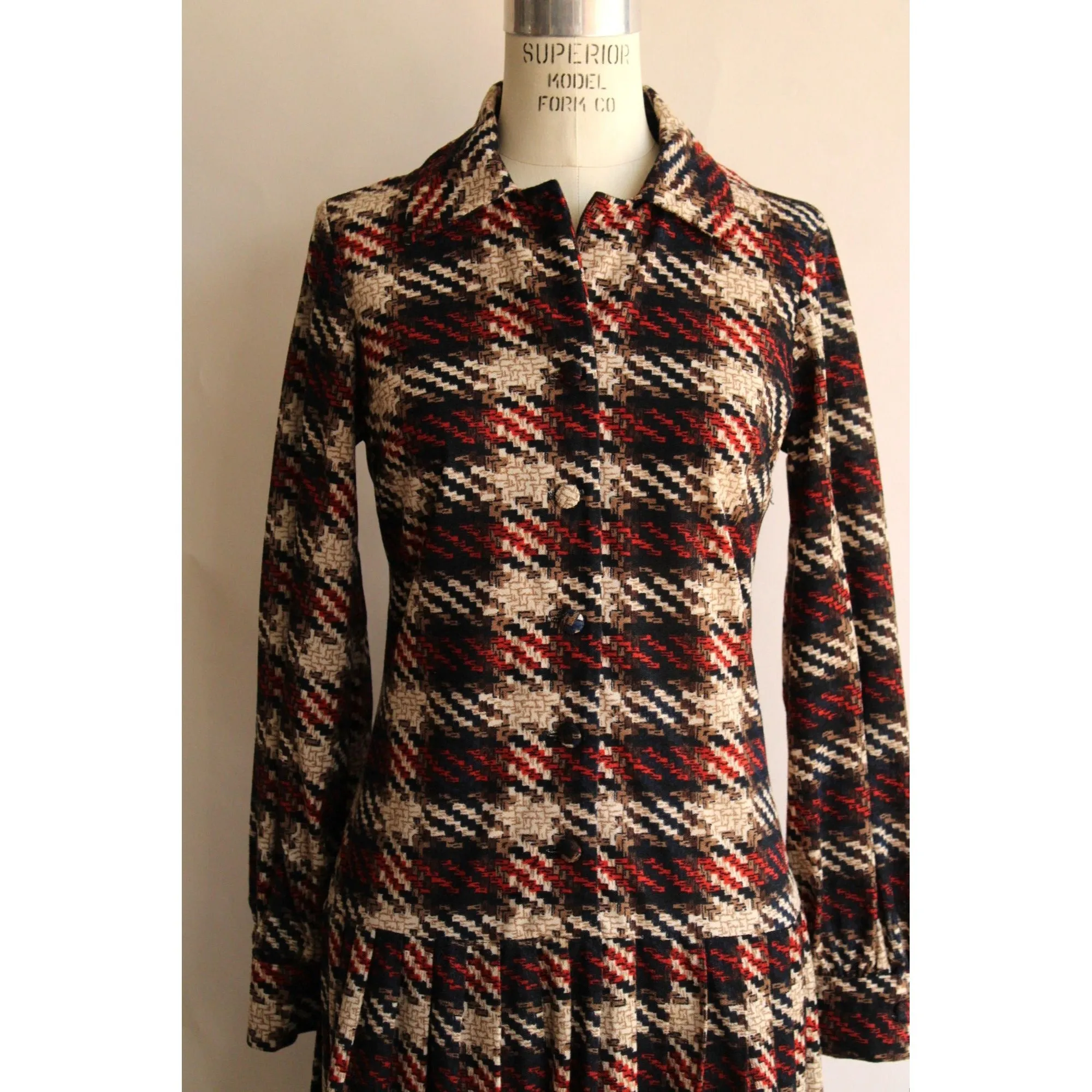 Vintage 1960s Check Mod Scooter Dress