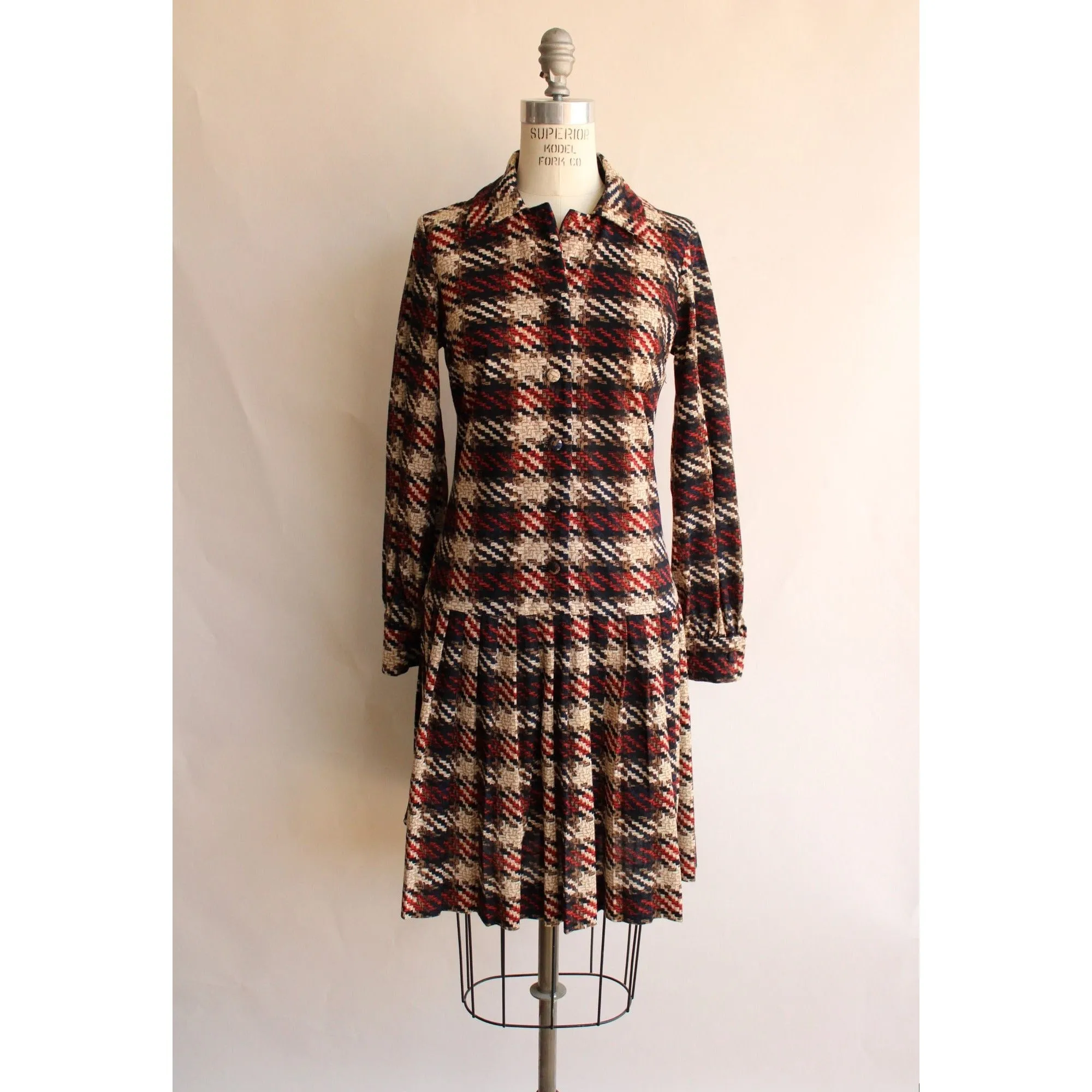 Vintage 1960s Check Mod Scooter Dress