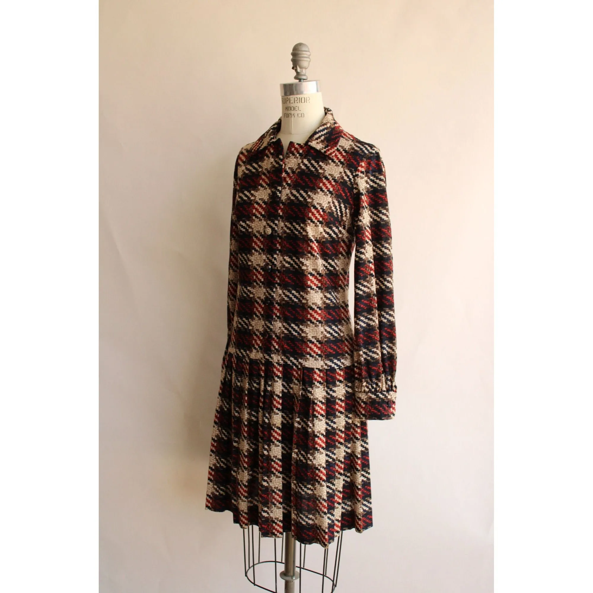 Vintage 1960s Check Mod Scooter Dress