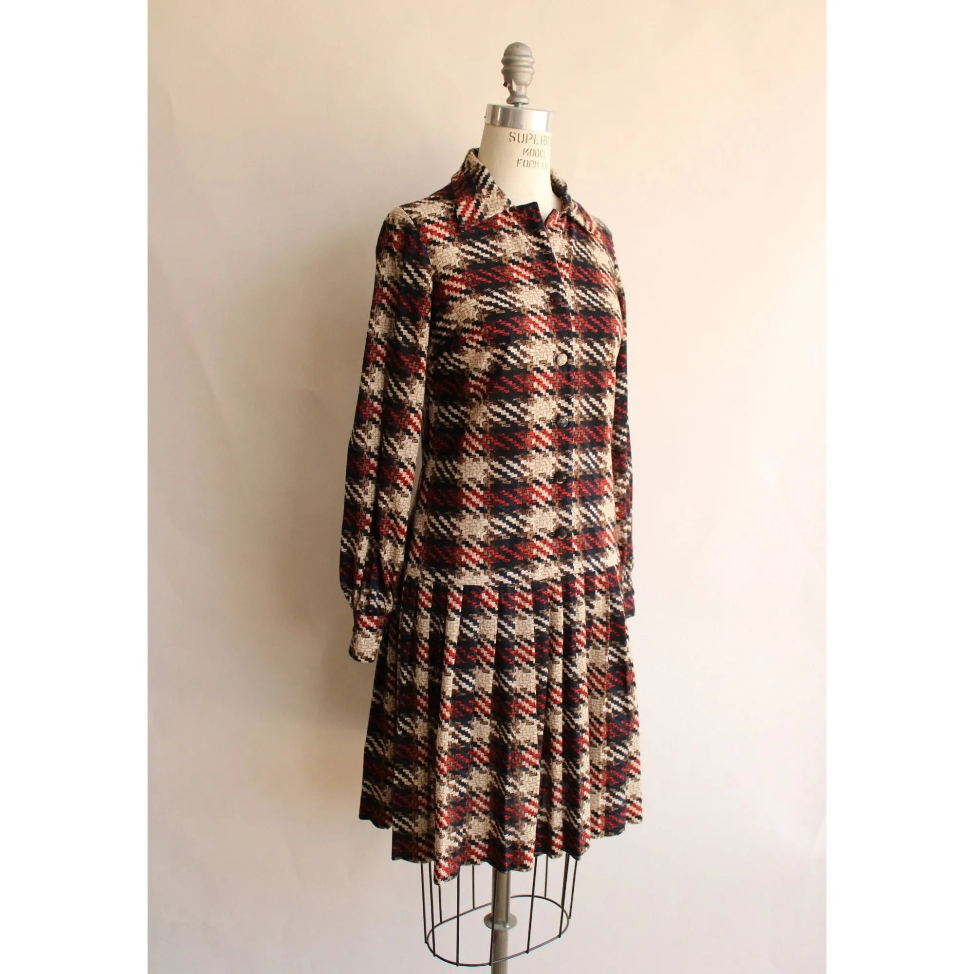 Vintage 1960s Check Mod Scooter Dress