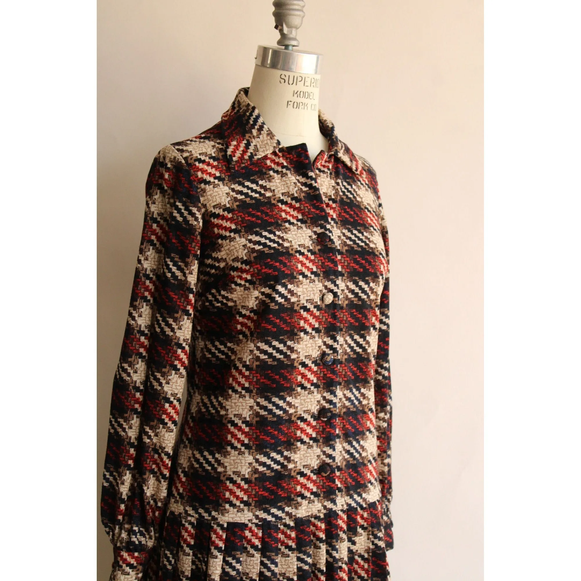 Vintage 1960s Check Mod Scooter Dress