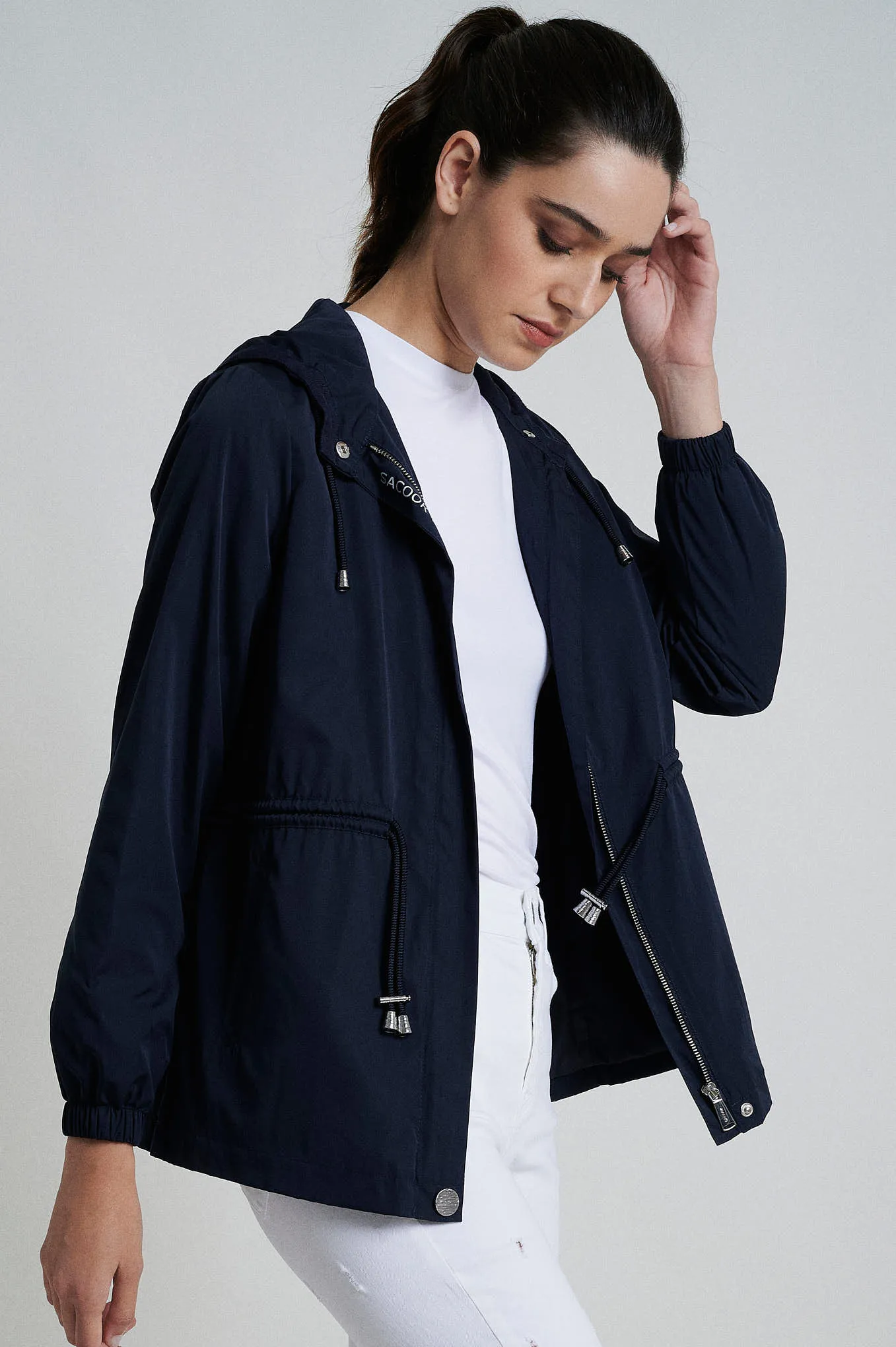 Waterproof casual jacket made of recycled fabric