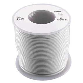 White 18 Gauge Stranded Wire, 100' Spool