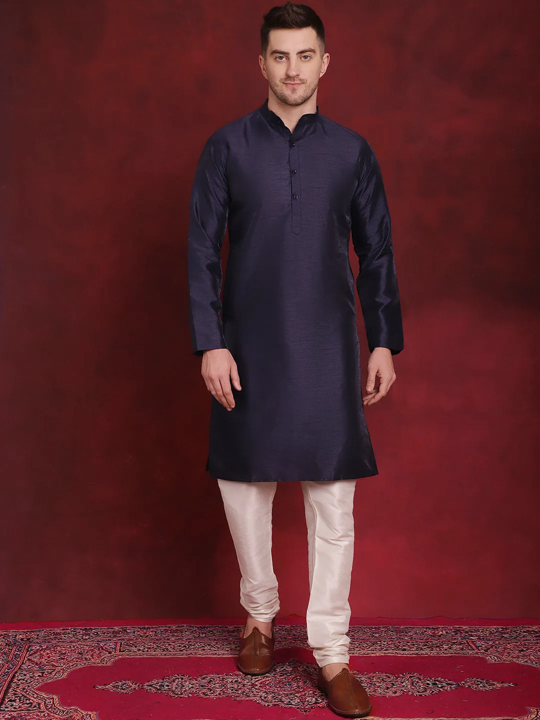 White Floral Printed Nehru Jacket With Kurta Pyjama Set