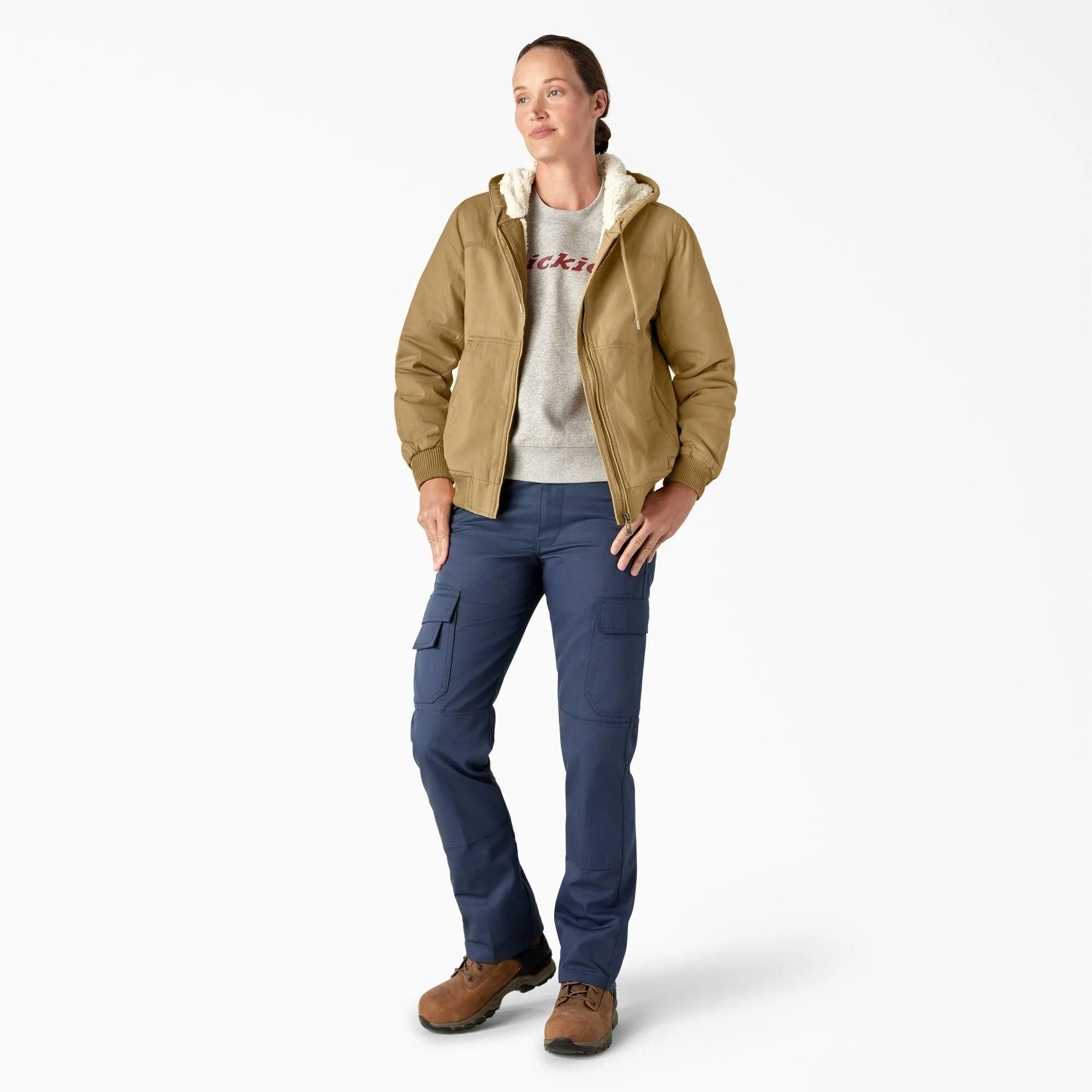 Women's Fleece Lined Duck Canvas Jacket - Rinsed Nubuck