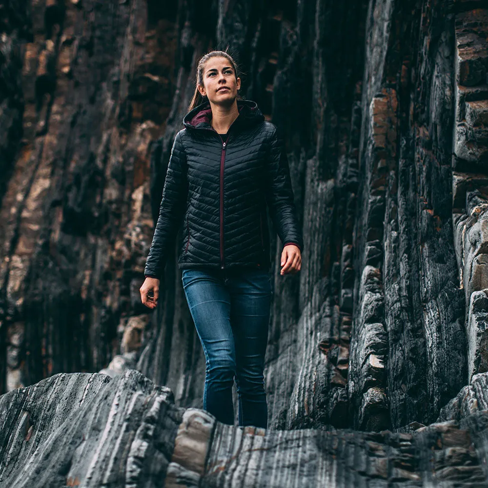 Womens Merino Wool Insulated Jacket (Black/Wine)