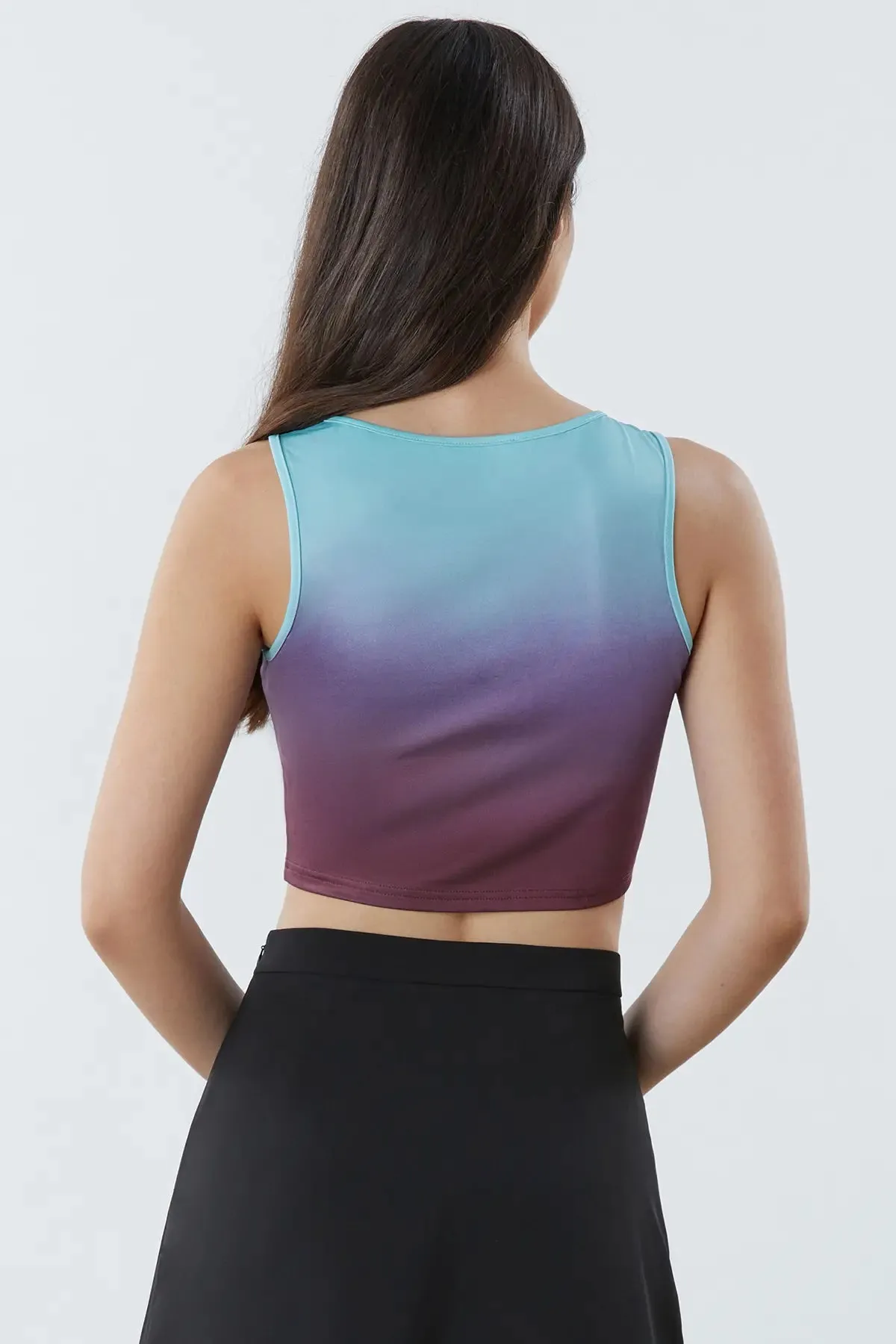 Women's Ombre Cut Out Crop Tank Top