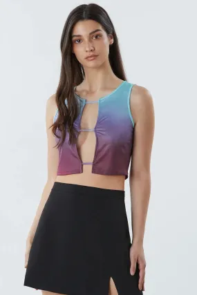 Women's Ombre Cut Out Crop Tank Top