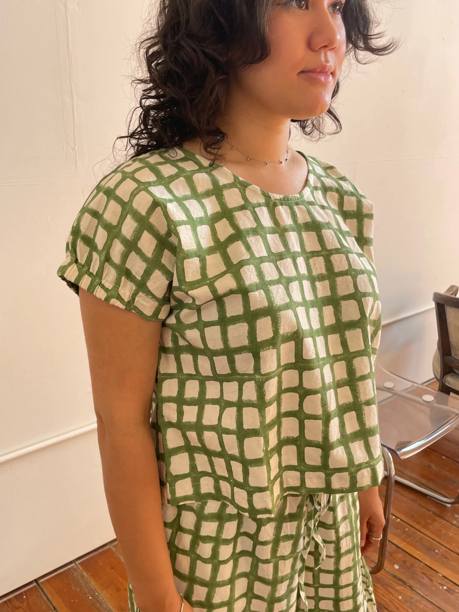 Zélia Top Green Grid (XS-XXL)