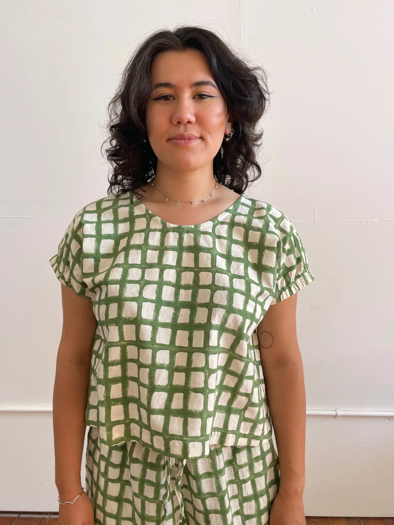 Zélia Top Green Grid (XS-XXL)